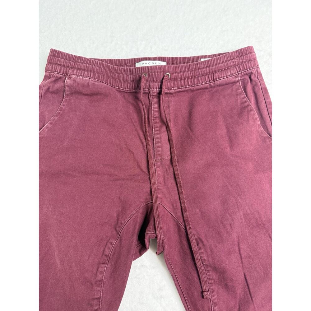 PacSun Burgundy Men’s Jogger Pants Elastic Waist Flat Front Pre-Owned Size L - Picture 4 of 6